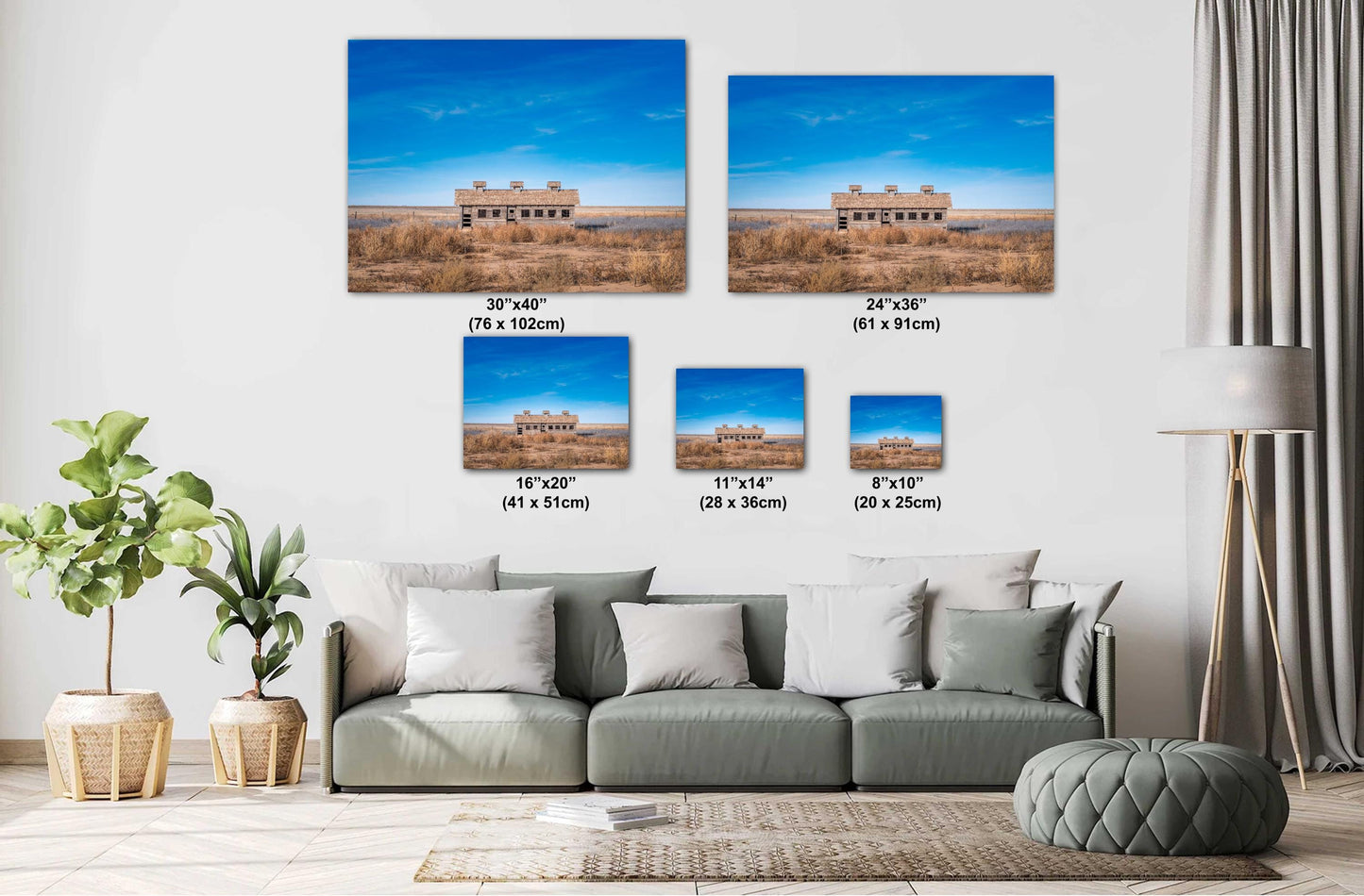 Rustic Wall Decor - Abandoned Texas Homestead Print: Farmhouse & Chicken Coop Landscape, Art on Canvas or Premium Photo Paper