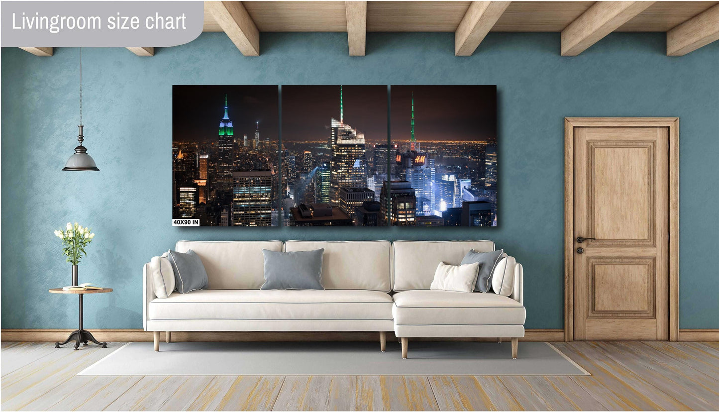 NYC Skyline Wall Art - Rockefeller Center Evening View Photography Print on Paper, Canvas, Acrylic, & Metal