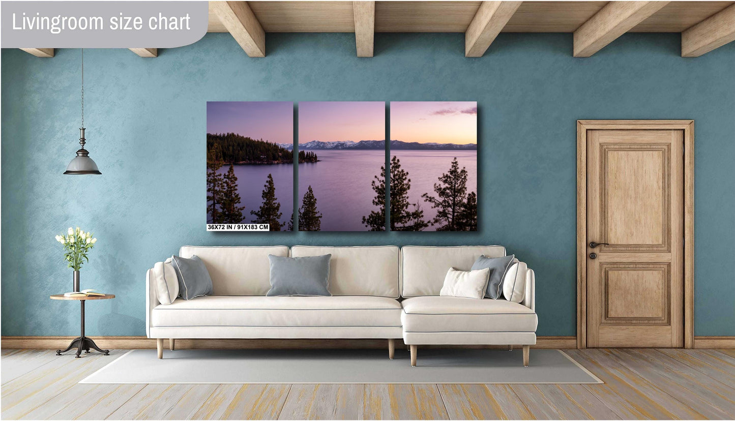 Lake Tahoe Sunset Wall Decor - Lake Wall Art Print on Premium Photo Paper, Canvas, Acrylic & Metal - Tahoe Nature Print