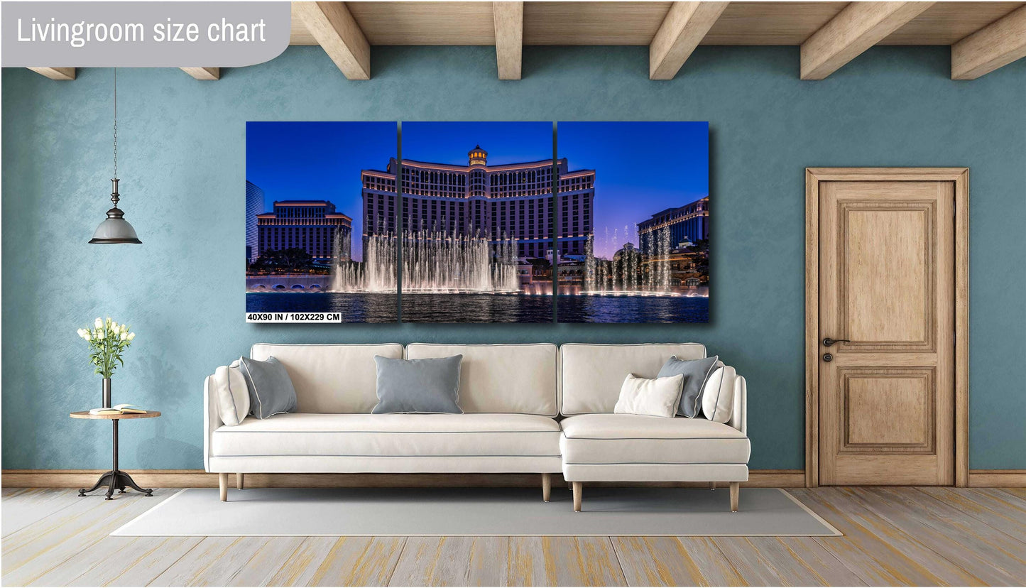 Las Vegas Bellagio Fountain Water Show Fine Art Photography on Premium Photo Paper, Canvas & Metal Decor