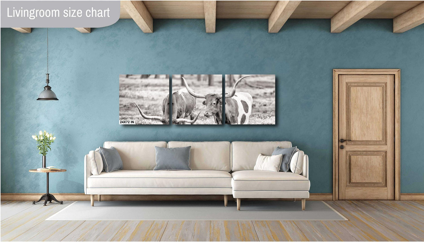 Longhorn Cow Photo | Rustic Ranch Wall Art for Farmhouse Decor | Modern Prints on Paper, Canvas, Acrylic & Metal