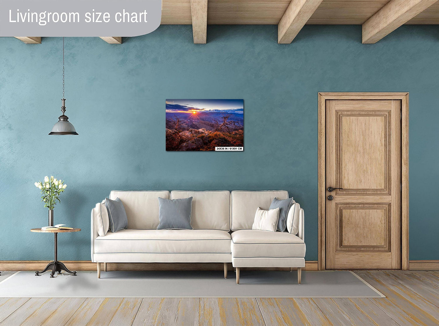 Grand Canyon Wall Art - Fiery Arizona Sunset Photo on South Rim, Premium Paper, Canvas, Acrylic & Metal Options