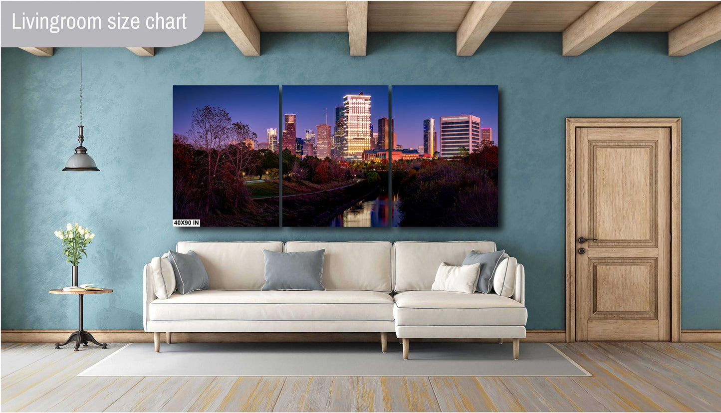 Houston Art - Skyline Wall Art - Stunning Photography from Buffalo Bayou, Ready-to-Hang Canvas, Acrylic & Metal Options, Perfect Home Decor