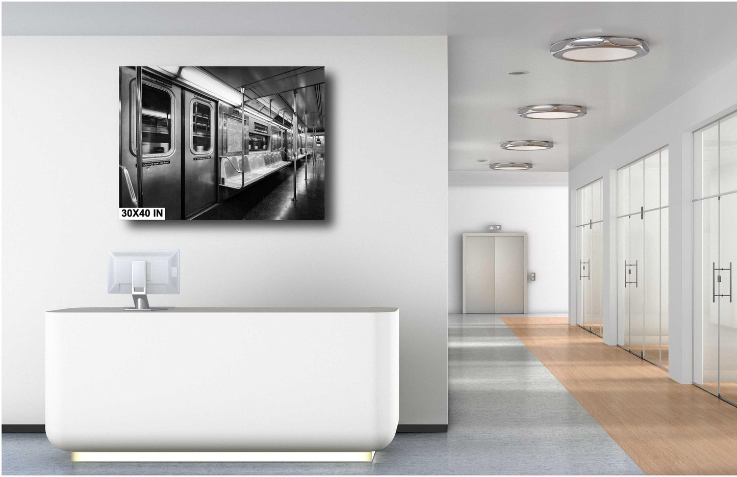 NYC Subway Car Interior Print - Black & White Urban Transit Wall Art, MTA Poster or Canvas for Home Decor