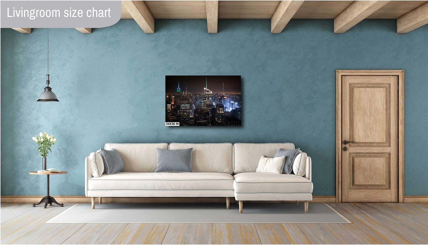 NYC Skyline Wall Art - Rockefeller Center Evening View Photography Print on Paper, Canvas, Acrylic, & Metal