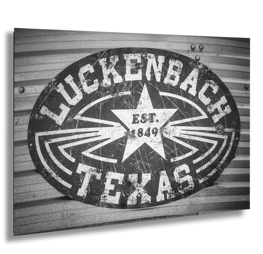 Luckenbach Texas Rustic Entrance Sign | Black & White Fine Art Print on Premium Paper, Canvas, Acrylic or Metal