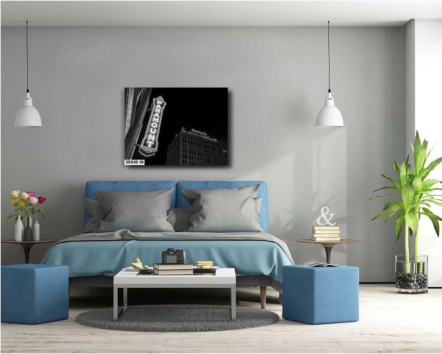 Movie Theater Wall Art - Paramount Theater & Santa Fe Building in Amarillo, Texas - Fine Art Print on Photo Paper, Canvas, Acrylic, or Metal