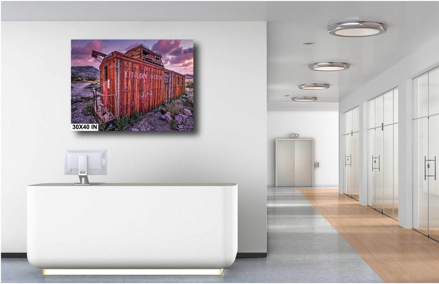 Vintage Union Pacific Caboose in Rhyolite Ghost Town - Western Americana Train Photography Wall Art Print on Premium Photo Paper or Canvas