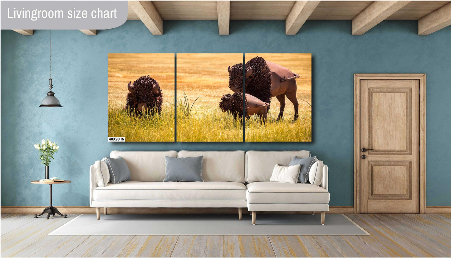 Sculpture of Route 66 Metal Bison | Fine Art Landscape Photography Print | American Wildlife Wall Decor