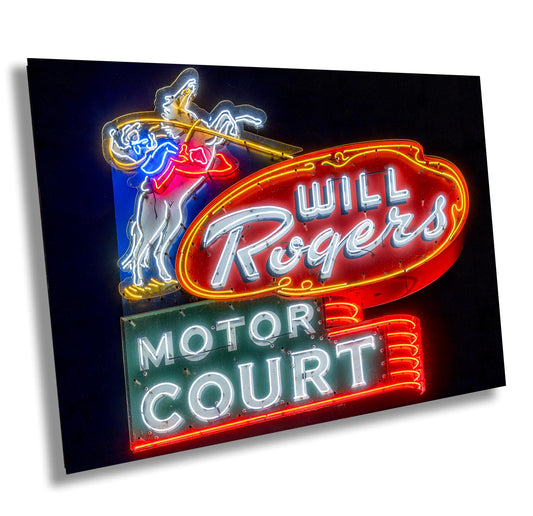 Route 66 Tulsa Neon Sign Photo - Will Rogers Motor Court Print on Premium Paper, Canvas, Acrylic & Metal Decor