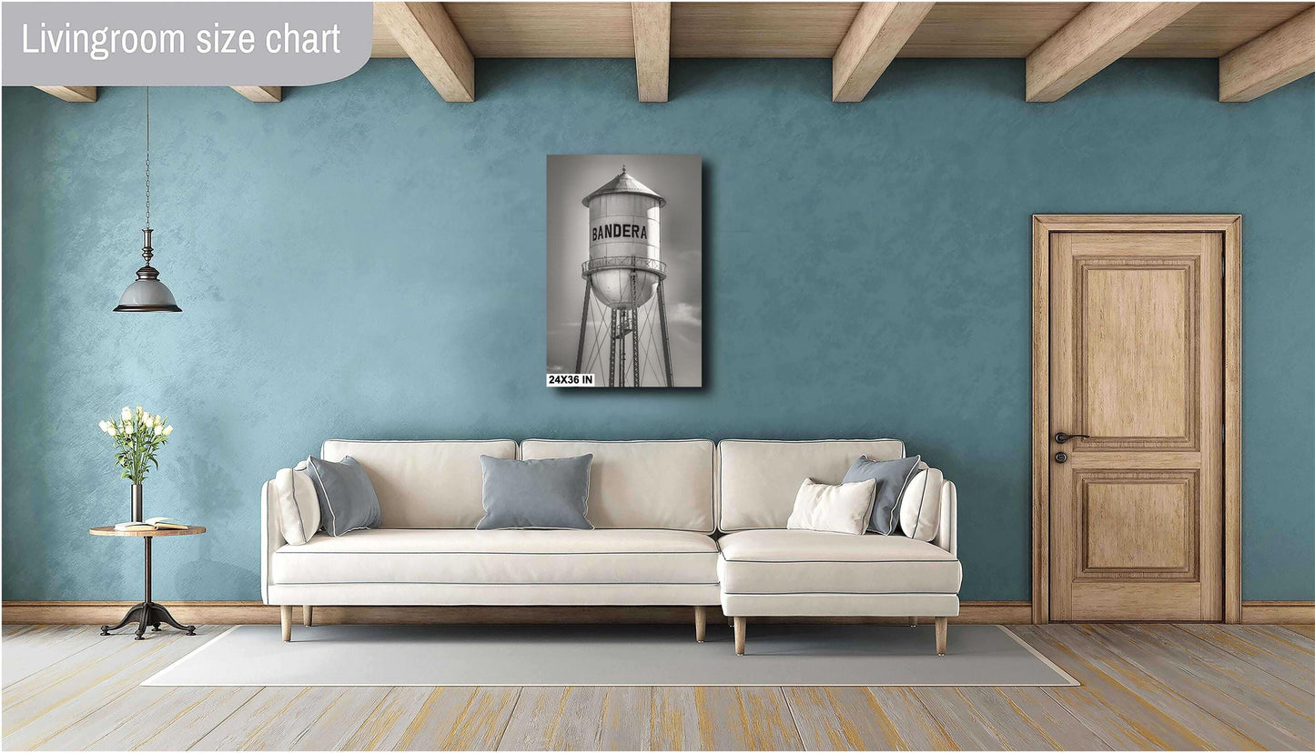 Rustic Water Tower Print: Texas Farmhouse Photo on Premium Paper & Ready-to-Hang Canvas, Unique Wall Art Décor for Home or Office