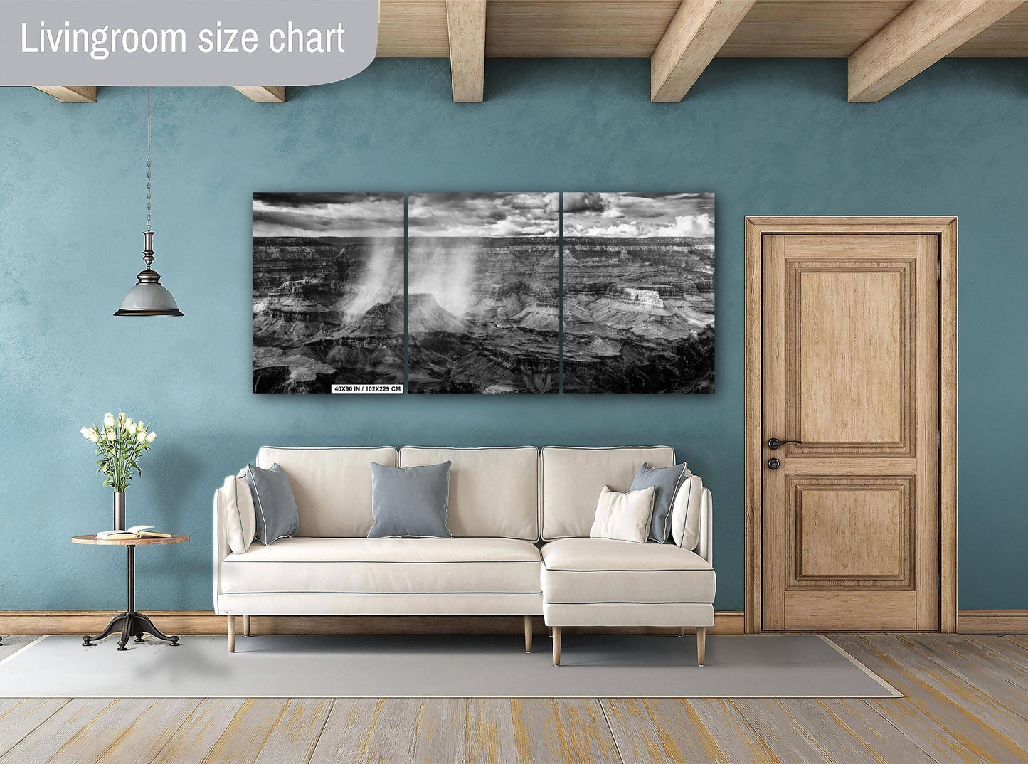 Grand Canyon Art - Black and White Mather Point Rain Photo, Arizona Wall Decor on Paper, Canvas, Acrylic & Metal