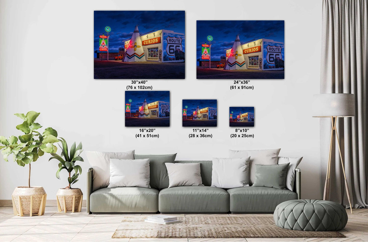 New Mexico Wall Art - Teepee Curios Neon Sign Print - Route 66 Road Trip Art - New Mexico Photography on Paper, Canvas, Acrylic & Metal