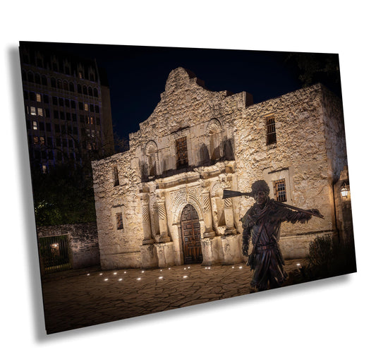 San Antonio Art - Alamo Fine Art Print: Davy Crockett Statue Texas History on Premium Photo Paper, Ready to Hang Canvas, Acrylic & Metal