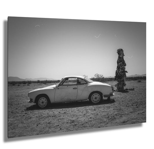 Vintage Car Art Karmann Ghia Route 66 Amboy California Wall Print on Photo Paper, Canvas, Acrylic & Metal Decor