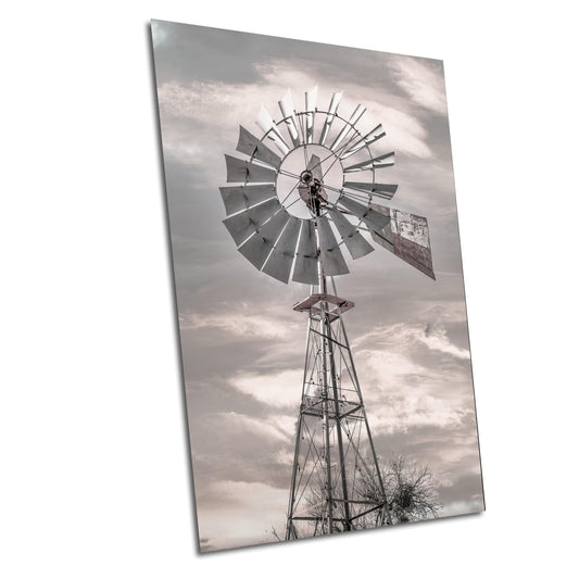 West Texas Art - Bandera Windmill Neutral Color Fine Art Print - Rustic Country Home Decor - Photo on Premium Paper, Canvas, Acrylic or Meta
