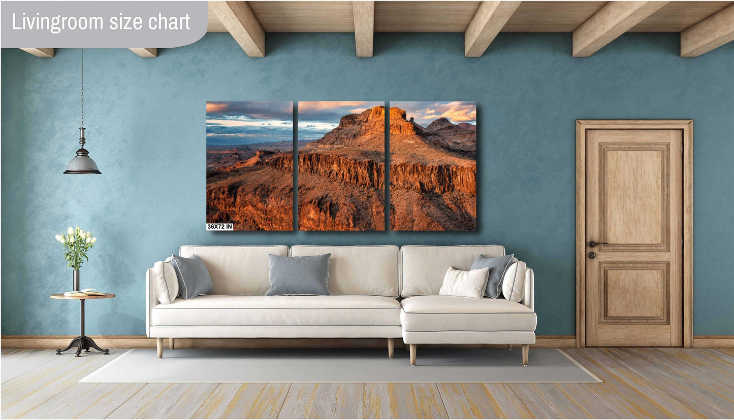 Golden Sunset Over Arizona's Black Mountains - Route 66 Mojave Desert Fine Art Landscape Print, Wall Art Decor, Nature Photography