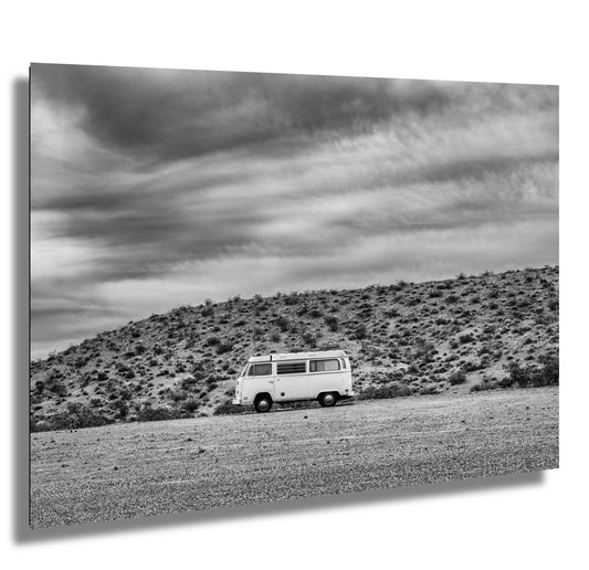 Van Wall Art - Boho Road Trip Photo on Route 66, Vintage Camper Bus Photography Print on Premium Photo Paper, Canvas, Acrylic, or Metal