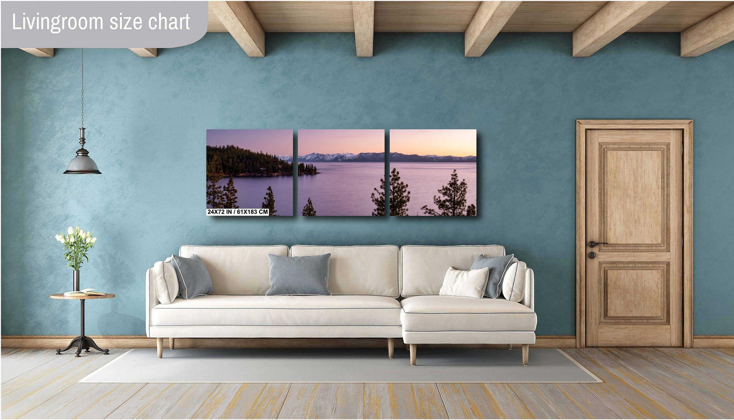 Lake Tahoe Sunset Wall Decor - Lake Wall Art Print on Premium Photo Paper, Canvas, Acrylic & Metal - Tahoe Nature Print