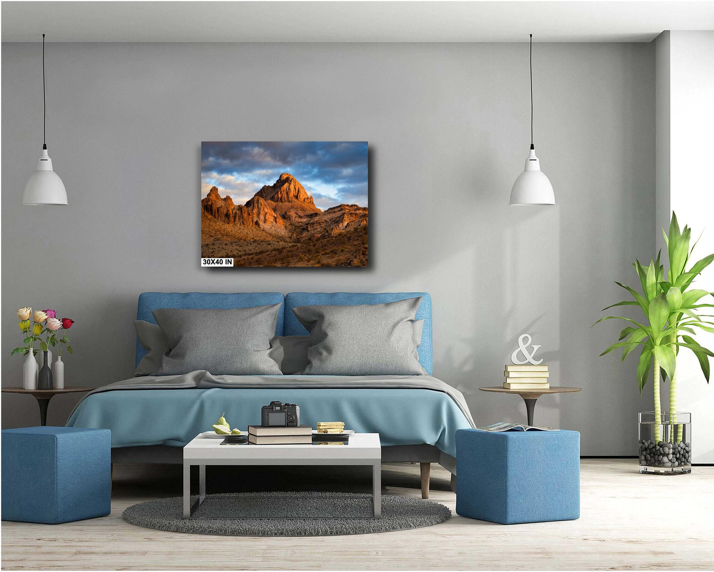 Golden Sunset Over Arizona's Black Mountains: Route 66 Fine Art Photography Print, Mojave Desert Landscape Wall Art