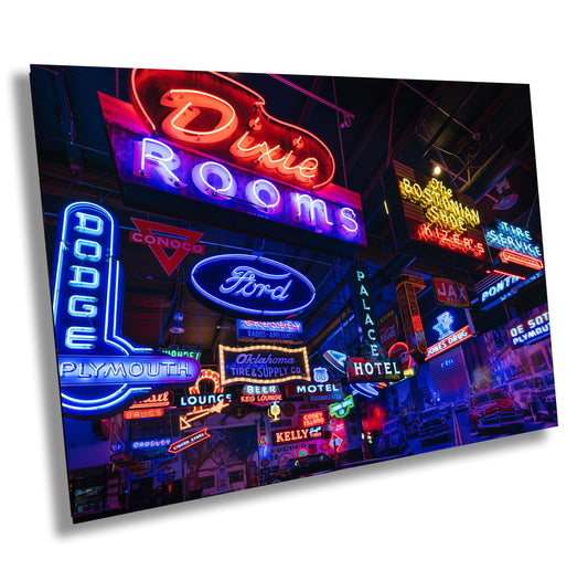 Route 66 Neon Sign Collection Print | Stokely Event Center, Tulsa, Oklahoma | Vintage Wall Art & Home Decor