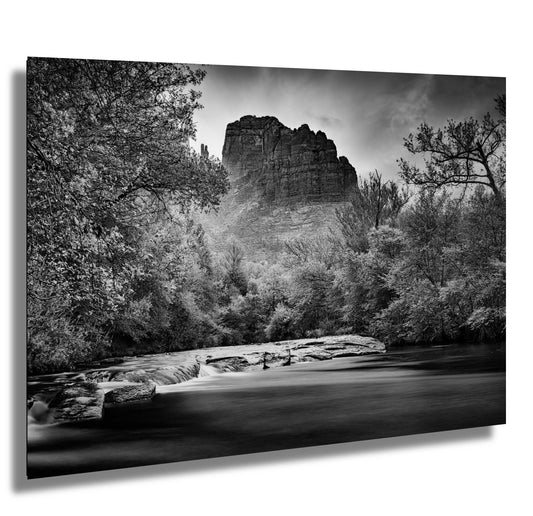 Sedona Arizona Cathedral Rock from Oak Creek - Black and White Photography Print on Premium Photo Paper, Canvas, Acrylic & Metal Decor