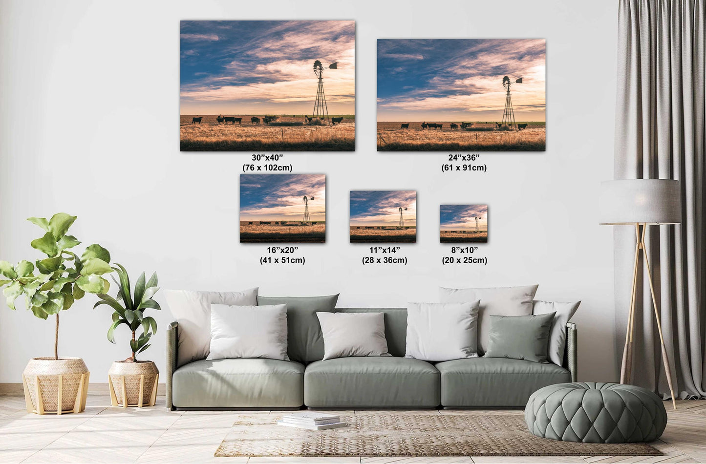 Farmhouse Wall Decor Countryside Black Cows & Windmill Fine Art Print, Modern Farmhouse Art, Rustic Home Photography, Texas Landscape Decor