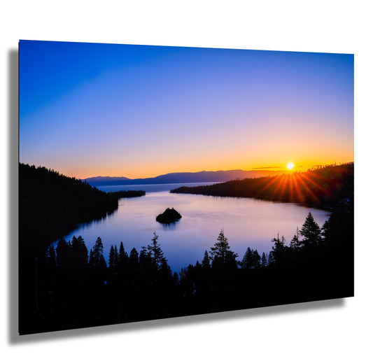 Emerald Bay Lake Tahoe Print - Real Photography Sunrise Over Fanette Island on Premium Photo Paper, Canvas, Acrylic or Metal Nature Print