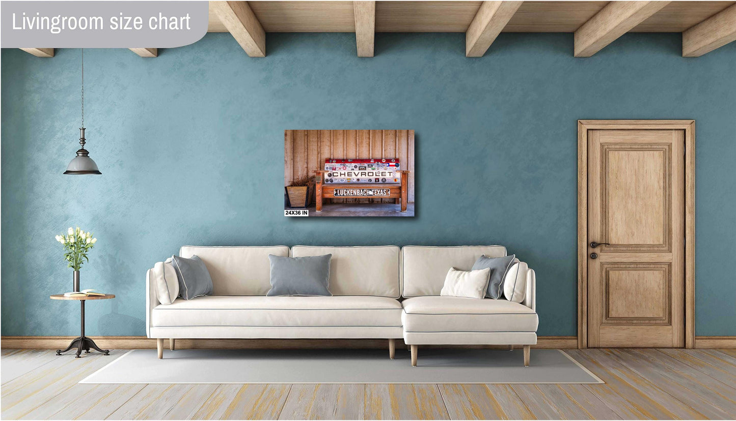 Luckenbach Texas Bench Fine Art Print on Premium Photo Paper or Ready-to-Hang Canvas & Metal Décor