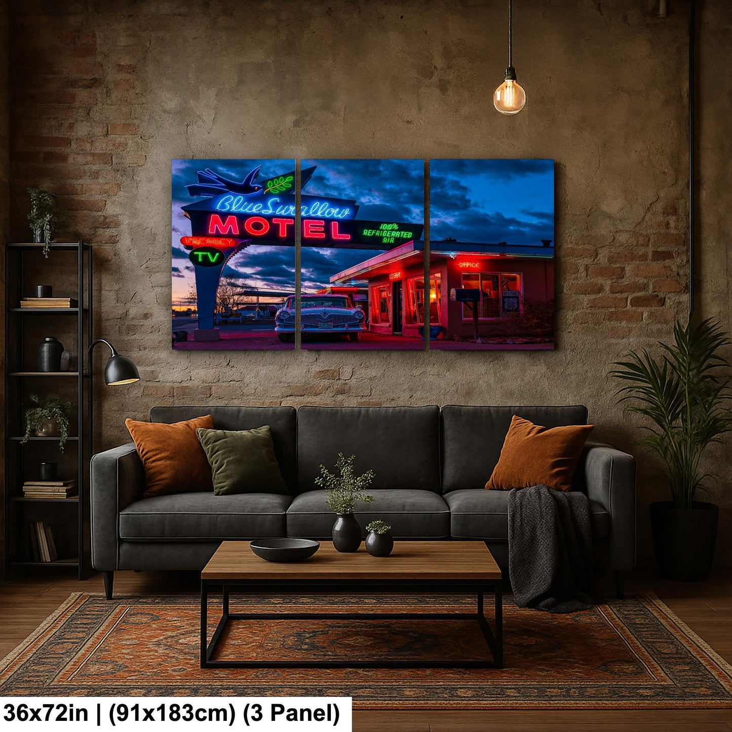 Blue Swallow Motel Print - Route 66 Wall Art | Americana Neon Sign Decor