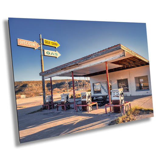 West Texas Art - Abandoned Gas Station | Desert Landscape Photography Print from Texas Big Bend | Unique Home Decor & Travel Art