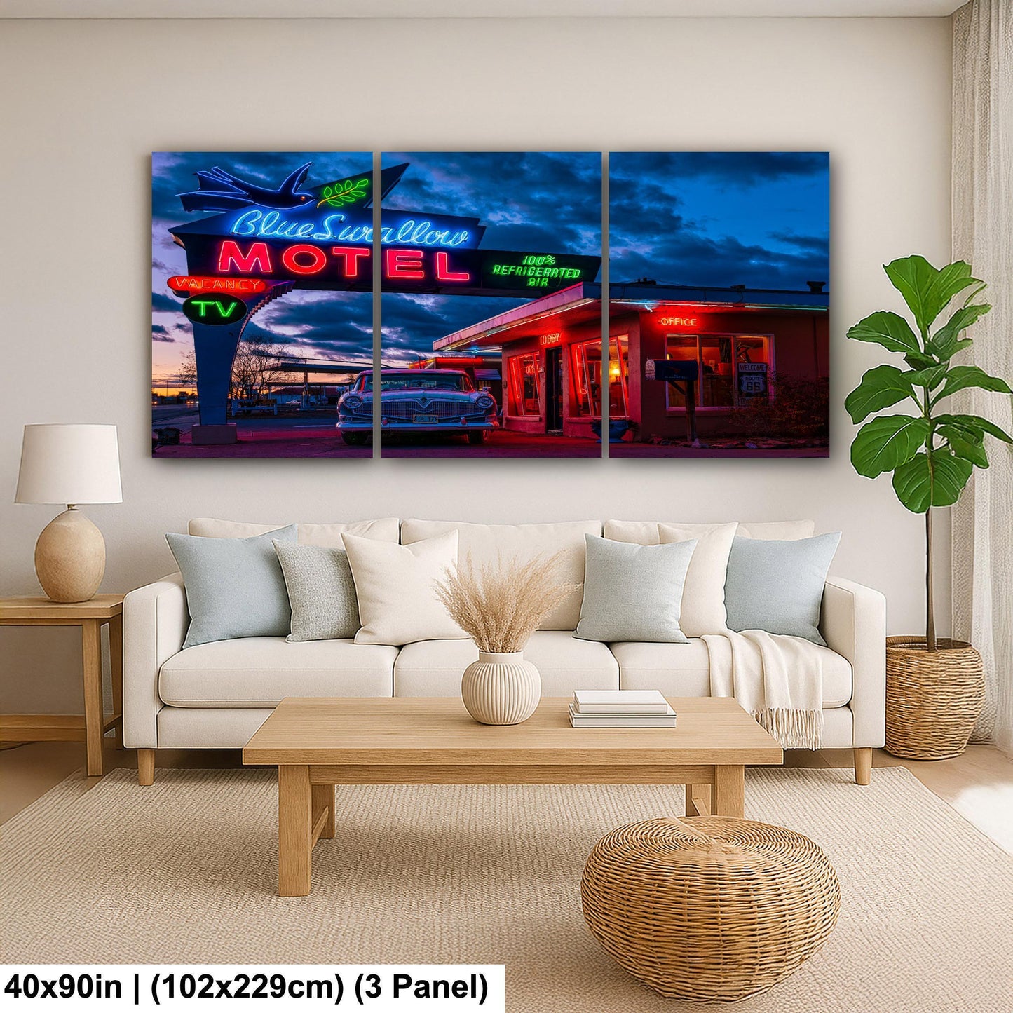 Blue Swallow Motel Print - Route 66 Wall Art | Americana Neon Sign Decor