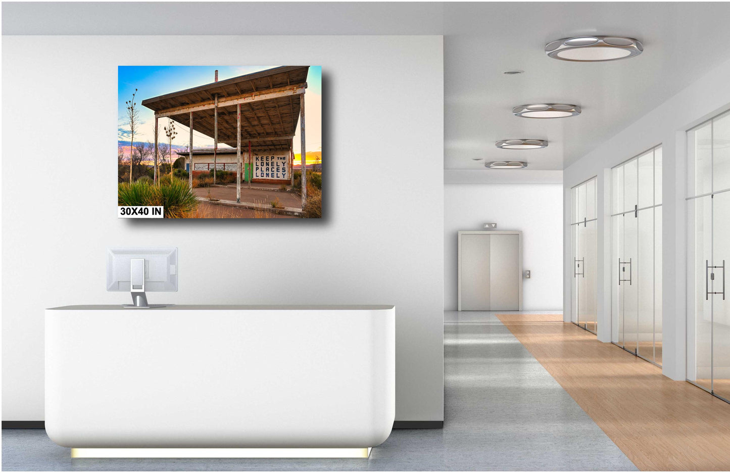 Abandoned Gas Station Mural Art Print | Lobo Texas Ghost Town Landscape | Desert Americana Wall Decor | Keep the Lonely Places Lonely