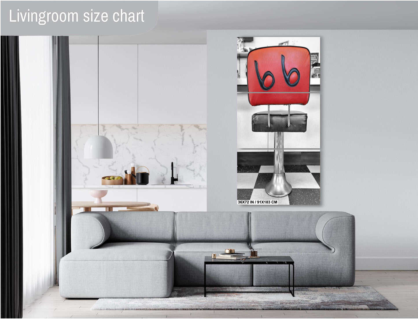 Route 66 Diner Seat Canvas Print | Retro Kitchen Decor & Nostalgic Restaurant Photography Art