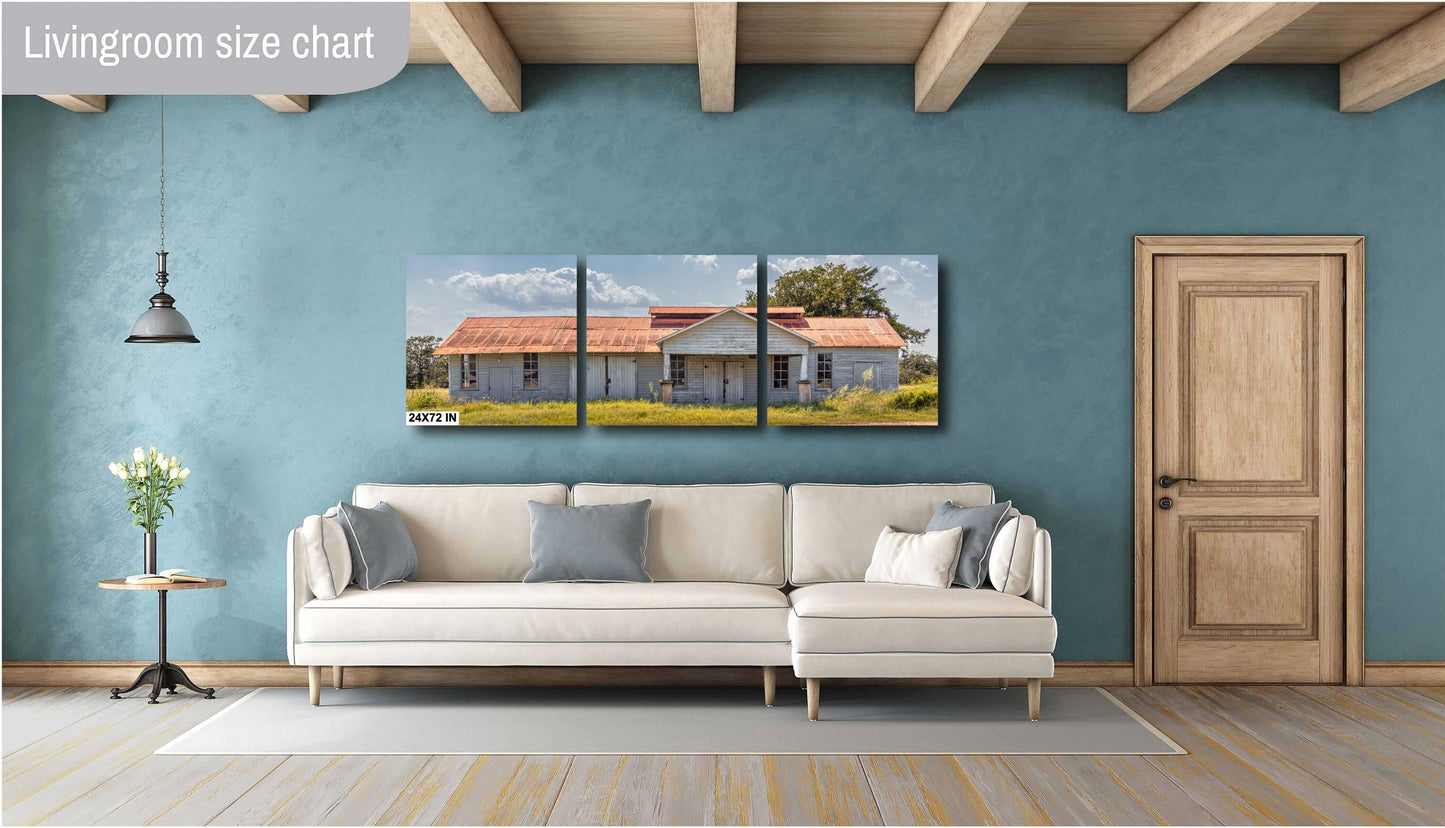 Modern Farmhouse Wall Art - Texas Barn Landscape Print - White Rustic Farmhouse Wall Art for Living Room, Office, Home Decor