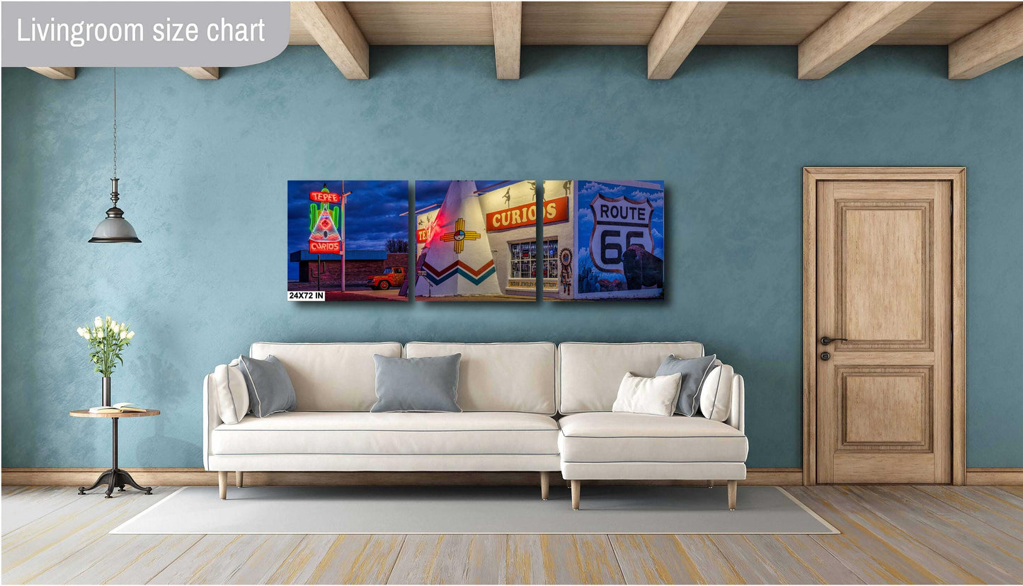 New Mexico Wall Art - Teepee Curios Neon Sign Print - Route 66 Road Trip Art - New Mexico Photography on Paper, Canvas, Acrylic & Metal