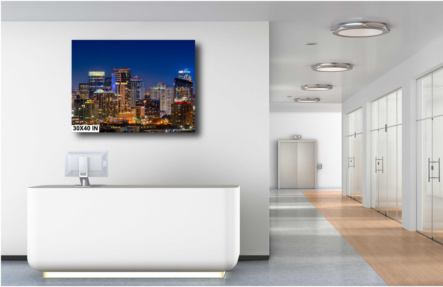 Houston Galleria Skyline Photography Print: Night Panoramic Cityscape Art on Premium Paper, Canvas, Acrylic & Metal Options