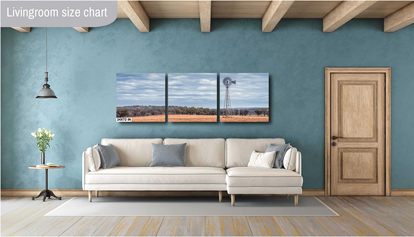 Country Wall Art - Prairie Windmill Landscape Poster | Farmhouse Decor Print on Premium Photo Paper, Canvas or Metal