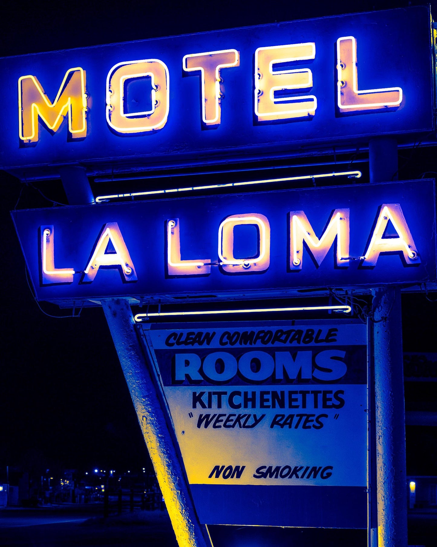 Motel Neon Sign Photograph | La Loma on Route 66 | Santa Rosa NM Photo Print on Paper, Canvas, Acrylic or Metal