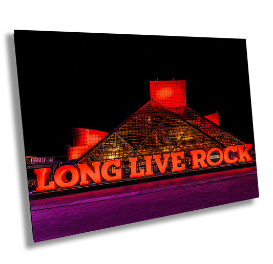 Cleveland Rock and Roll Hall of Fame Night Photograph - Illuminated Paper, Canvas, Acrylic & Metal Print Decor