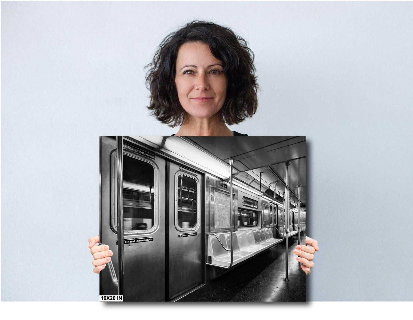 NYC Subway Car Interior Print - Black & White Urban Transit Wall Art, MTA Poster or Canvas for Home Decor