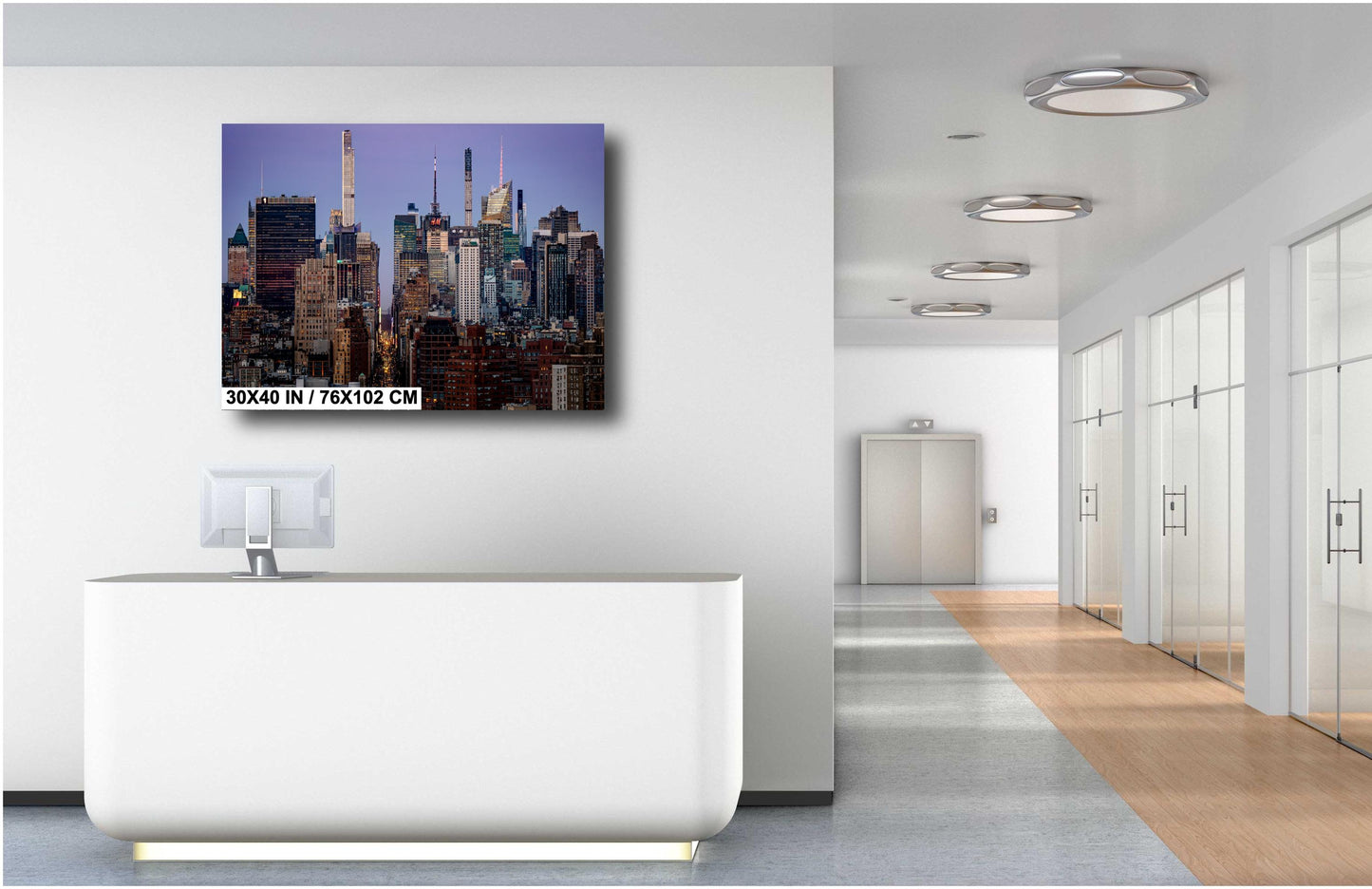 NYC Skyline Panoramic Poster Print: Times Square Evening Cityscape & Midtown Manhattan Traffic Decor