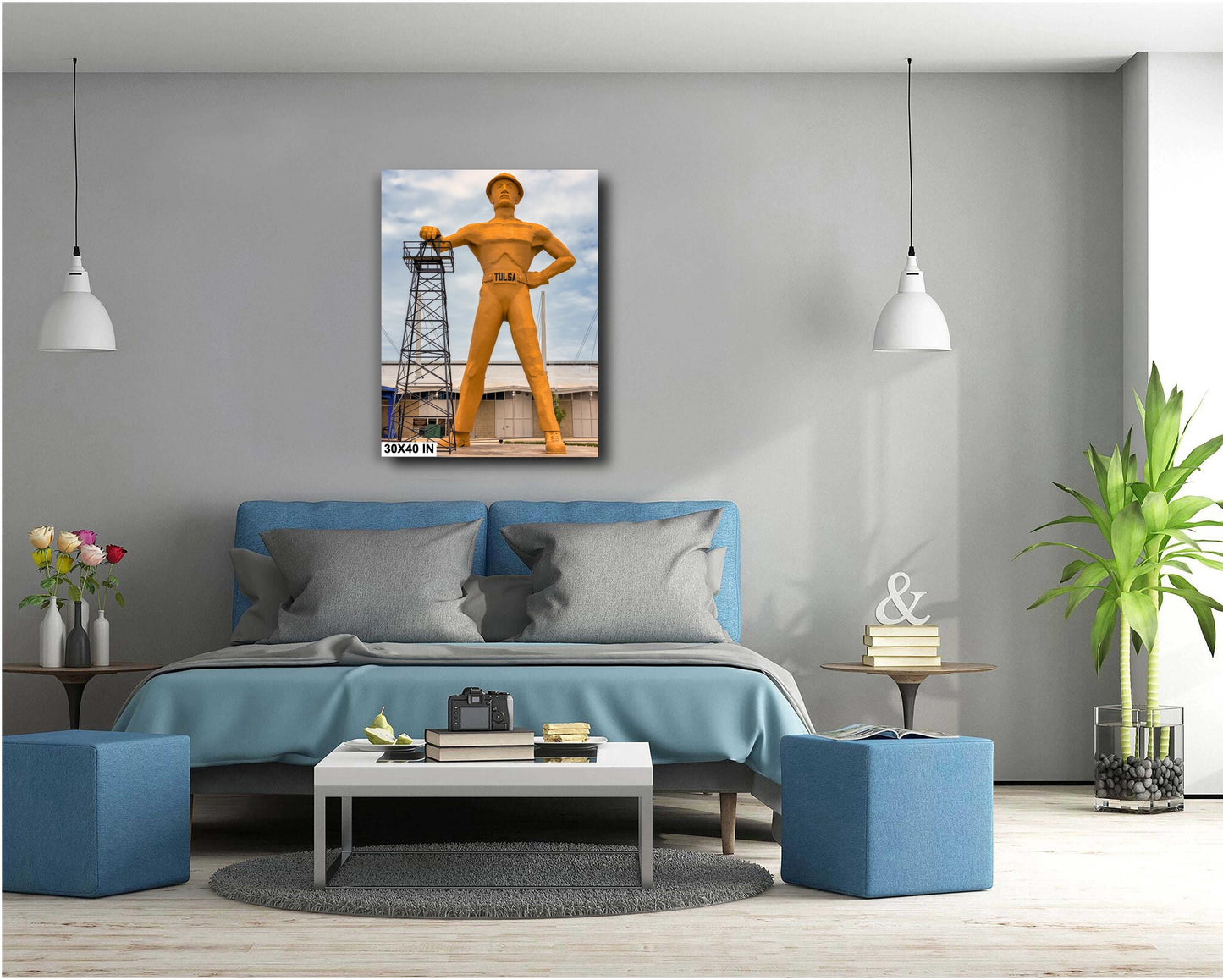 Tulsa Golden Driller Wall Art: Iconic Route 66 Landmark Print on Photo Paper, Canvas, Metal, or Acrylic