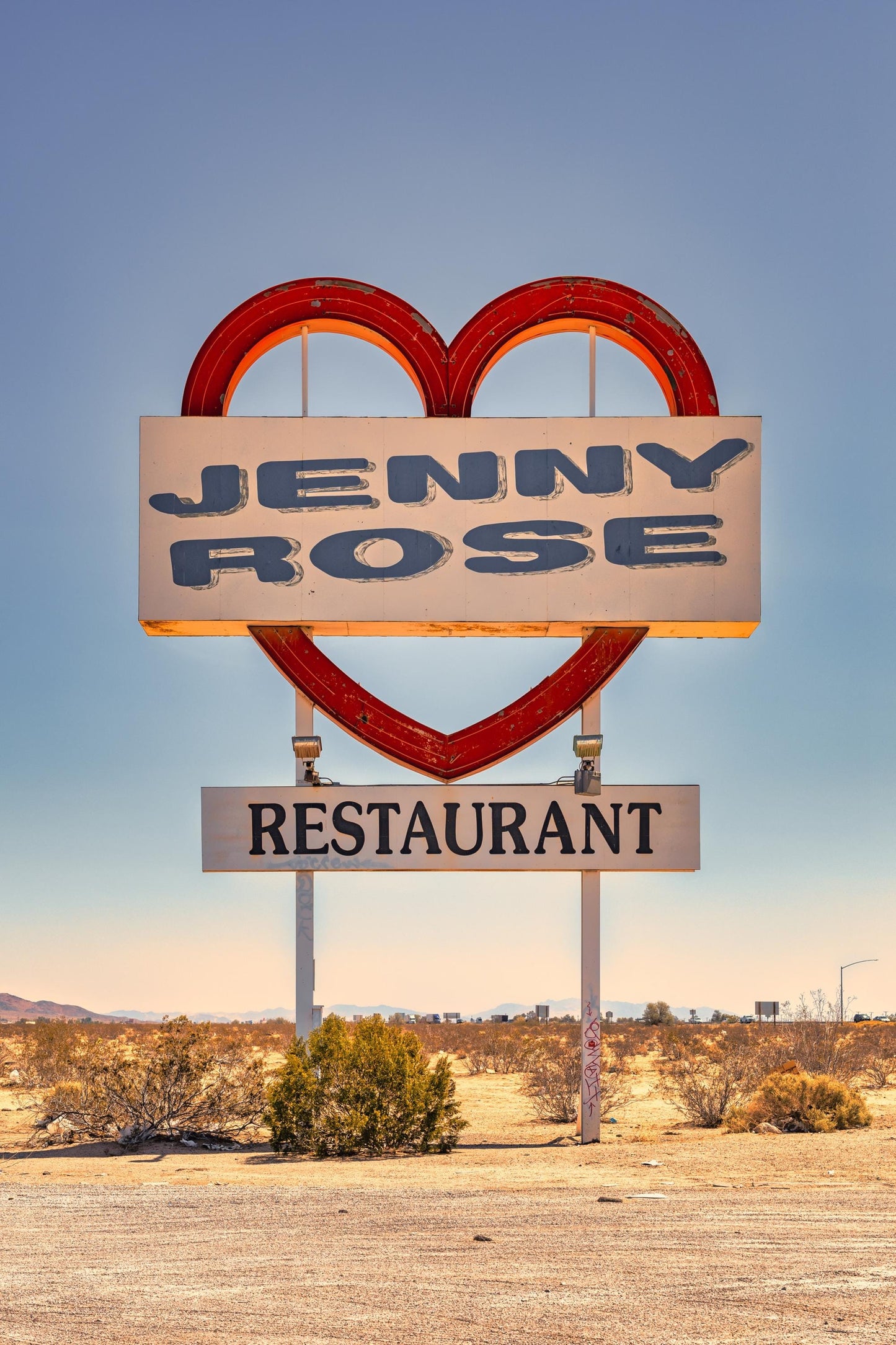 Jenny Rose Restaurant Neon Sign - Americana Wall Art, Desert Landscape Photography, Yermo, CA Home Decor, Unique Gift Idea