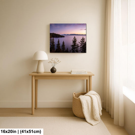 Lake Tahoe Sunset Wall Art – Large Nature Landscape Print on Canvas