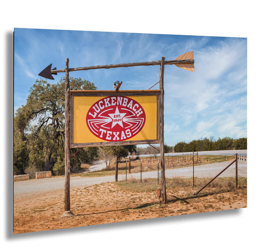 Luckenbach Texas Road Sign - Texas Wall Art Prints on Premium Photo Paper, Canvas, Acrylic & Metal