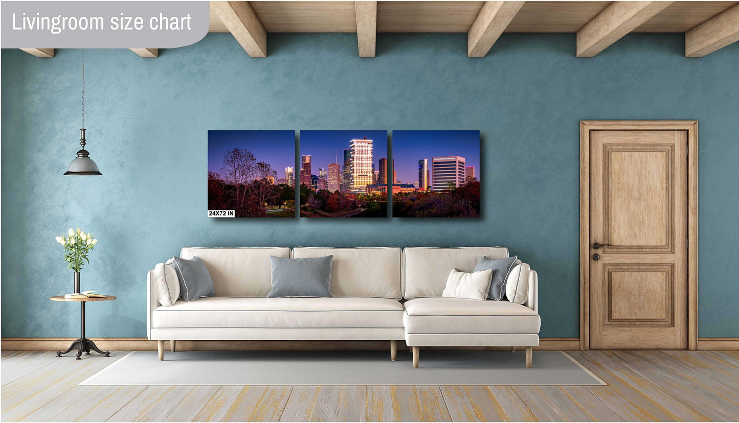 Houston Art - Skyline Wall Art - Stunning Photography from Buffalo Bayou, Ready-to-Hang Canvas, Acrylic & Metal Options, Perfect Home Decor