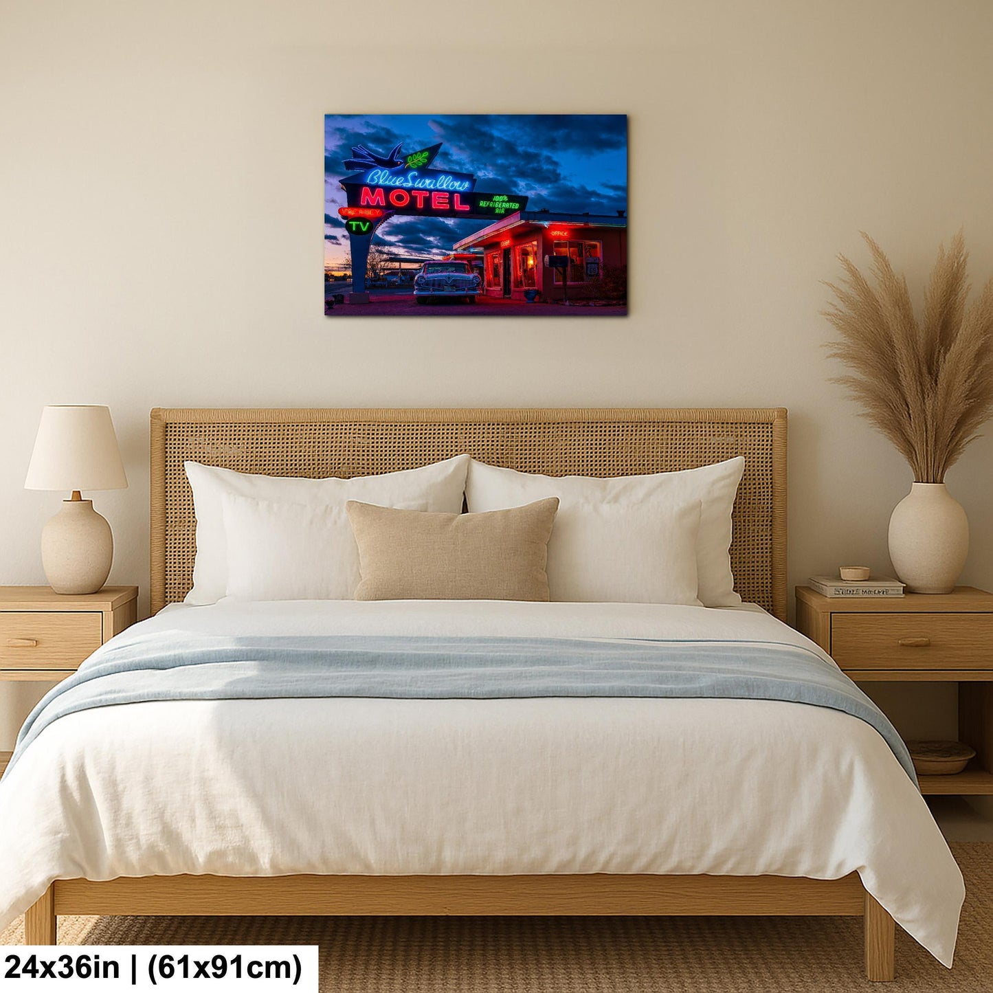 Blue Swallow Motel Print - Route 66 Wall Art | Americana Neon Sign Decor