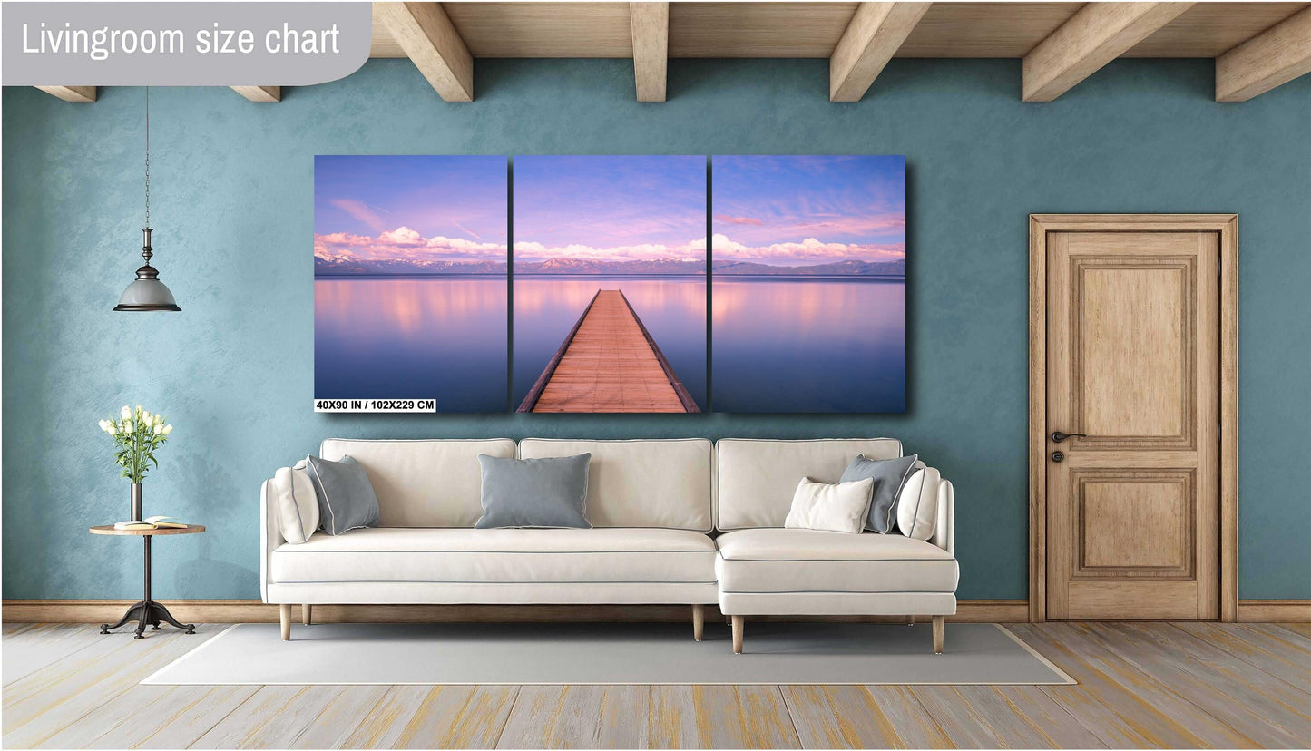 Lake Tahoe Serene Pier Decor - Sunset Fine Art Print on Photo Paper, Canvas & Metal - California Landscape Wall Decor