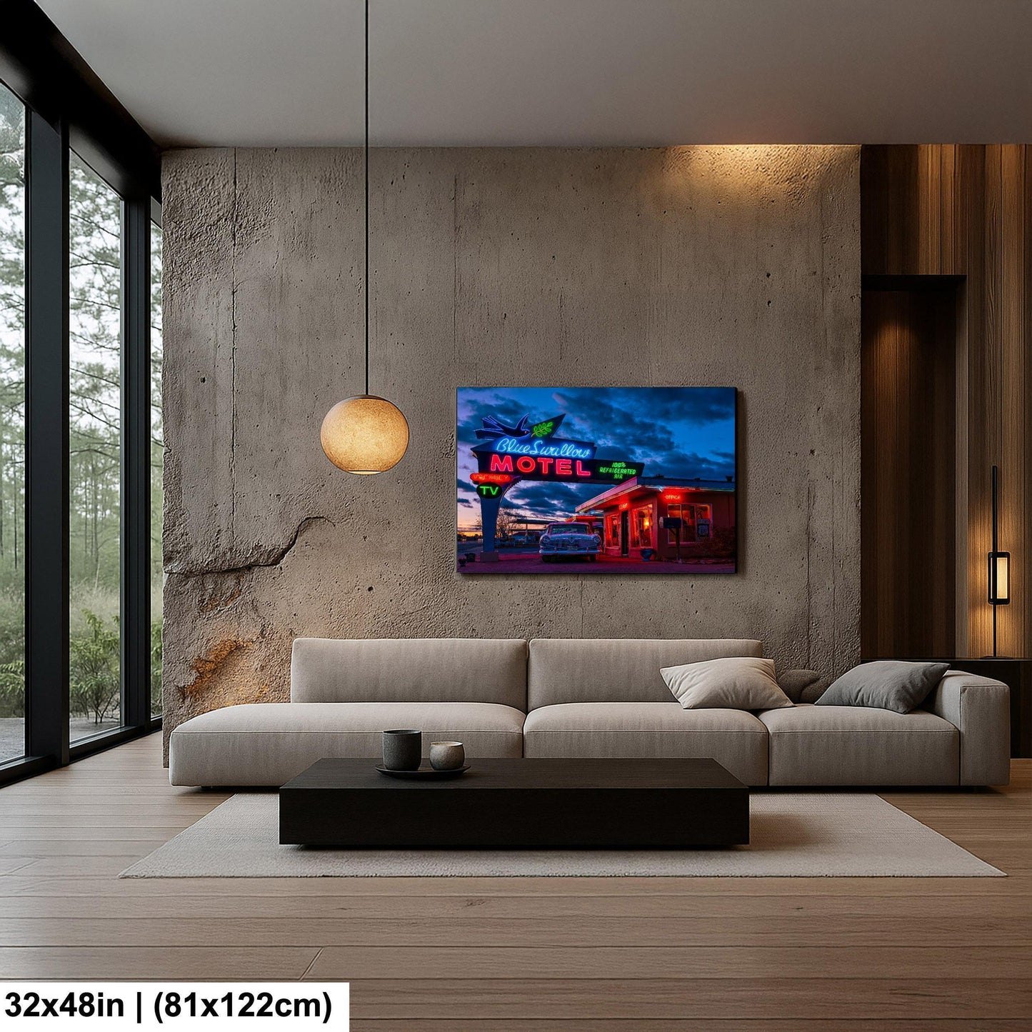 Blue Swallow Motel Print - Route 66 Wall Art | Americana Neon Sign Decor